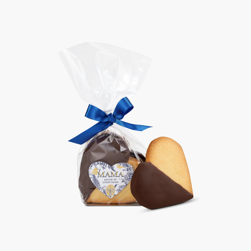 Zanddeeghartjes gedipt in chocolade (verpakt per 4)