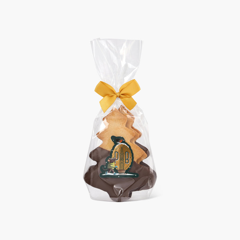 Denneboompjes in zanddeeg, gedipt in chocolade