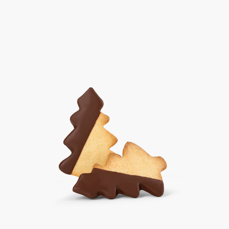 Christmas trees in shortcrust pastry, dipped in chocolate 4 pieces