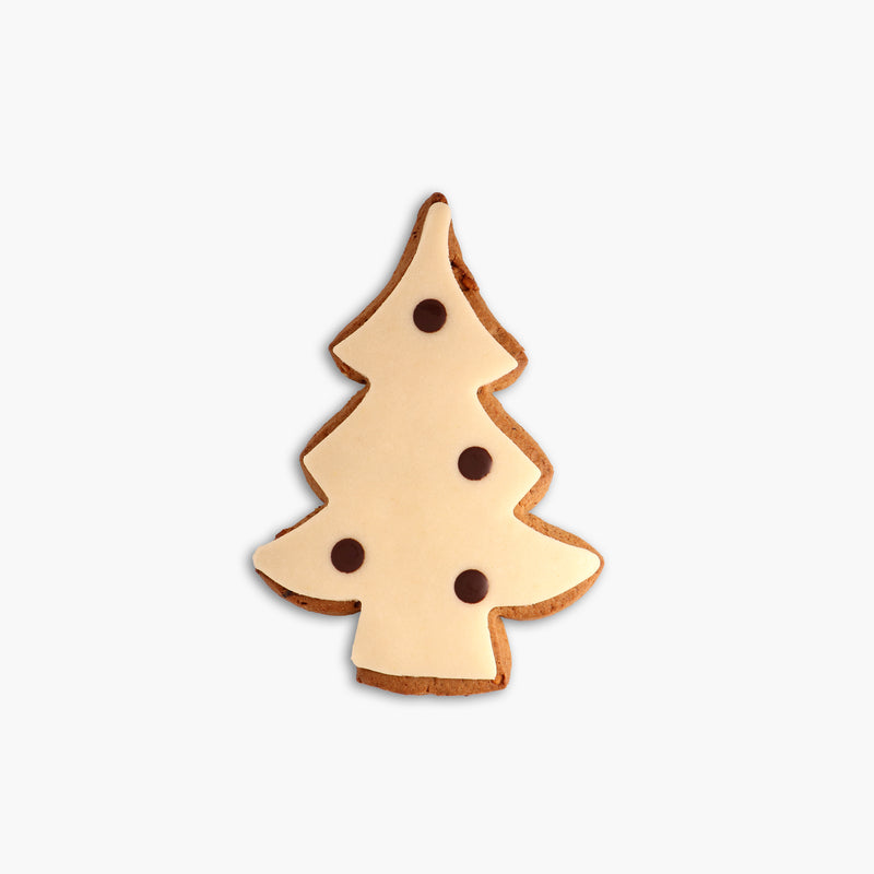 Speculaas Christmas tree covered with marzipan and chocolate Christmas balls